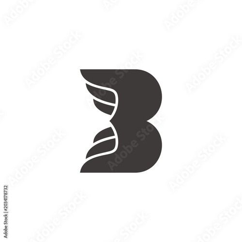 letter b wings simple geometric logo vector