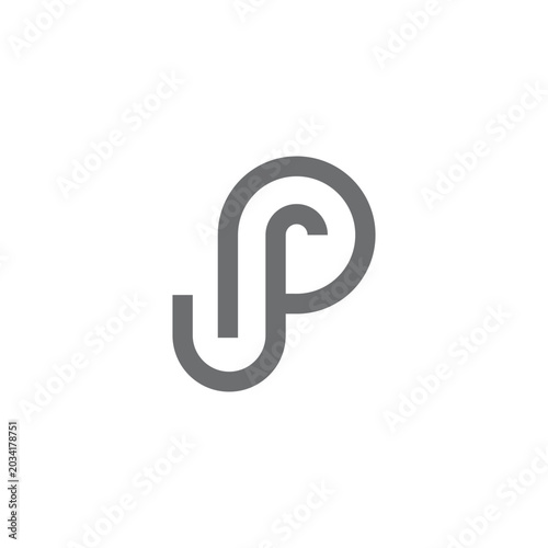 letter jp geometric loop linked curves flow logo vector