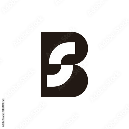 letter bs simple geometric negative space logo vector