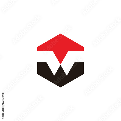 letter w colorful simple geometric hexagonal negative space logo vector