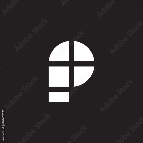 letter p mosaic simple geometric window symbol logo vector