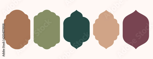 Quadro su tela Set of elegant decorative frame shapes in earthy tones for invitation and card designs