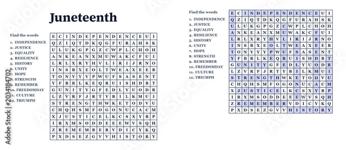 Photos Juneteenth word search puzzle on white background  Juneteenth_filword