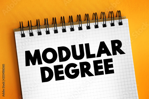 Modular Degree text, innovative higher education concept allowing students to assemble personalized academic qualifications through flexible standalone learning units and stackable credits
