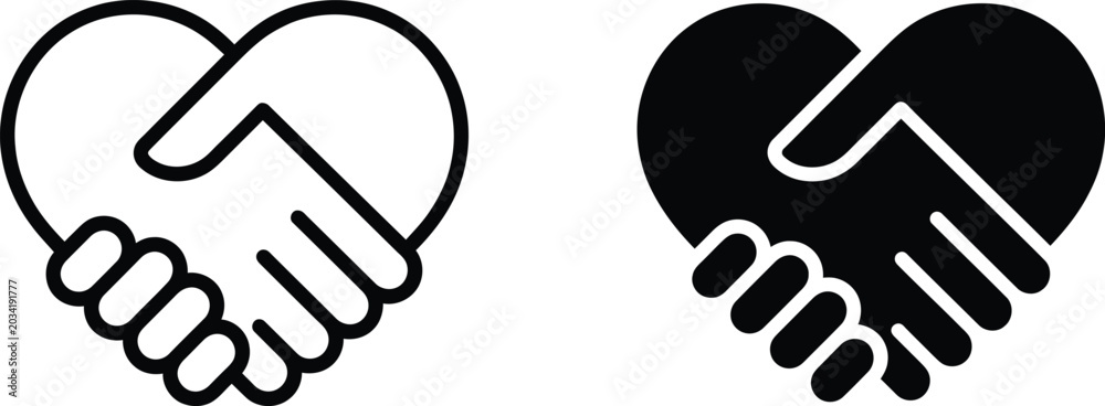 Fototapeta premium Handshake forming heart shape symbolizing partnership and unity