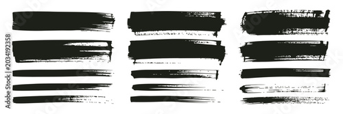 фотографія Straight line vector brush strokes, black hand drawn stripes and smears, Chinese