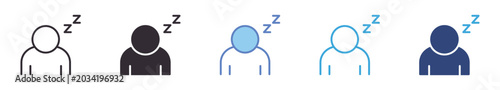 Photos Sleeping Person Icon Set , tired user with sleep symbol, bedtime concept, rest a