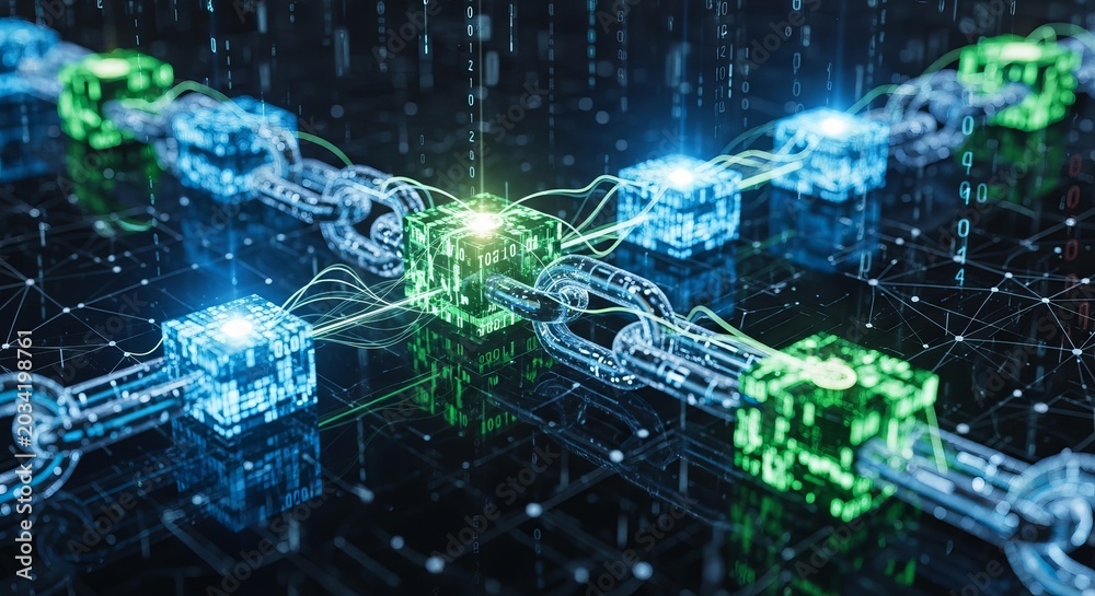 Obraz premium Digital Blockchain Network and Crypto Security