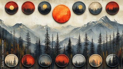 Mountain forest sunrise sunset time-lapse sequence display