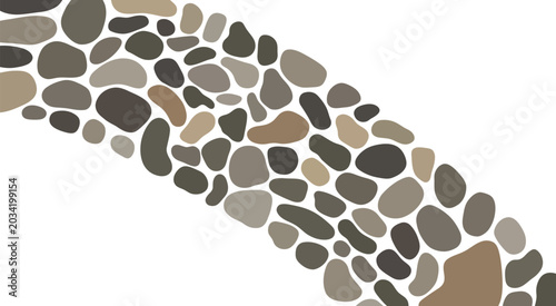 Fotografía River stone background, natural smooth pebbles in beige brown and gray tones, re