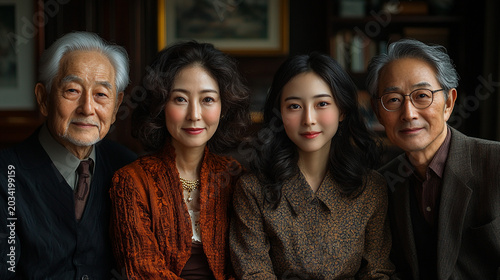 Multigenerational family portrait in a classic study