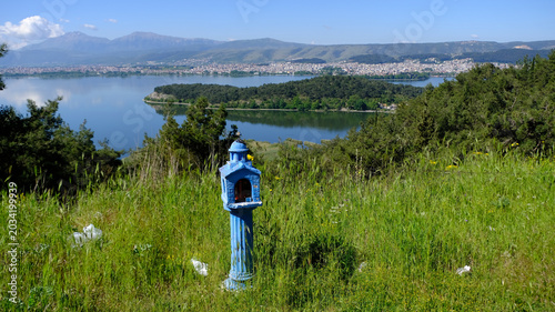 Bild auf Leinwand View on the lake of Ioannina in Greece