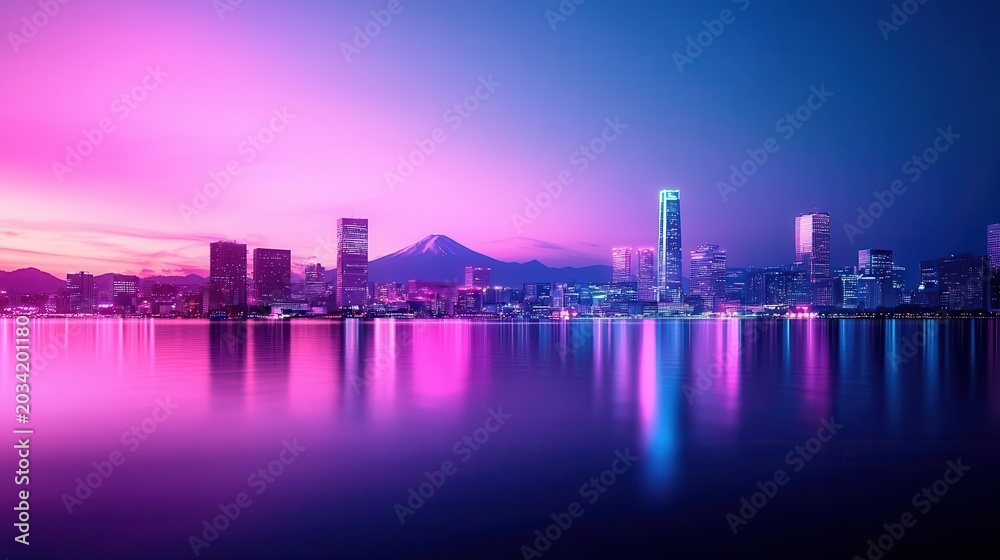 Fototapeta premium Luxury cityscape lit up by optimized energy and economic utilization streams
