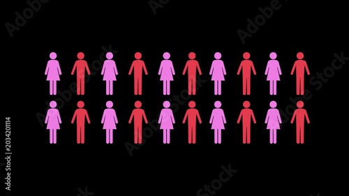 Population growth animation. HD video with alpha channel. Motion graphics.