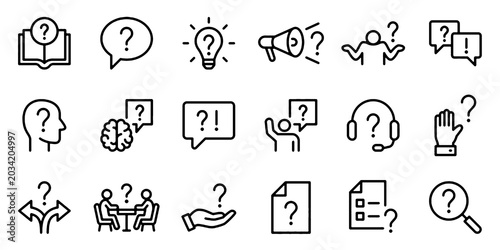 Canvastavla Question and FAQ Line Icons Set