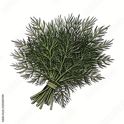 Fresh green herb bunch, fine feathery leaves