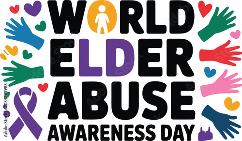 Fotografia World Elder Abuse Awareness Day Vector Illustration, Senior Citizens Protection