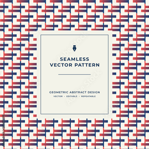 Red and navy gradient geometric seamless vector pattern with interlaced lines