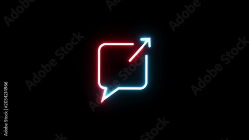 Neon glowing medical emergency exit icon animation.