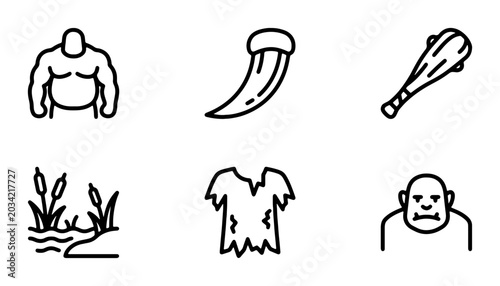 Foto Mythical Creature Icons: Troll, Giant, Caveman, Club, Fang, Swamp, Primitive App