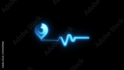 Neon glowing medical heart signal icon animation.