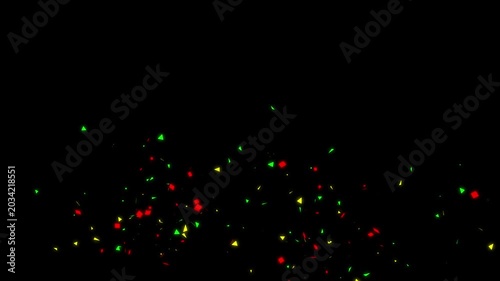 Christmas Confetti Burst: A festive shower of red, green, and gold confetti sparkles against a dark background, evoking the joyous spirit of holiday celebrations and New Year's Eve.
