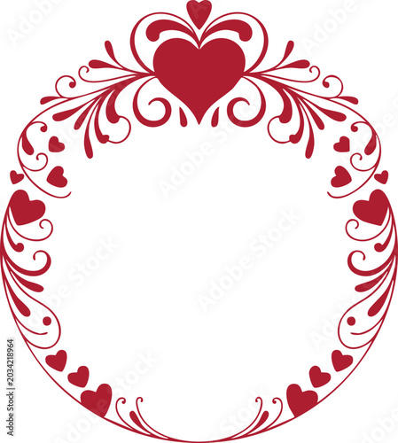 Heart Floral Circle Frame  Decorative Romantic