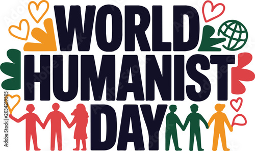 Obraz na plátne World Humanist Day Vector Illustration, Global Humanity and Peace Concept Design