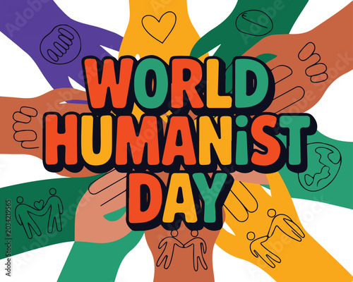 Obraz na plátne World Humanist Day Vector Art, Human Rights and Humanism Awareness Isolated on W