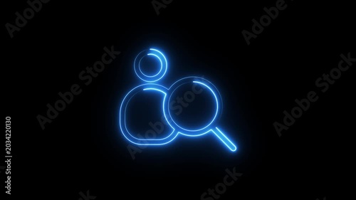 Neon glowing medical Assistance search icon animation.