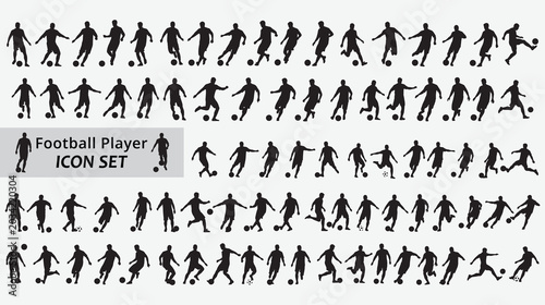 Football player icon set silhouette collection