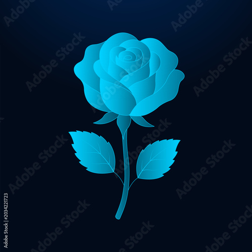 Rose flower icon with glowing gradient on dark background.