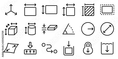 Quadro su tela Measurement and Dimension Line Icons Set