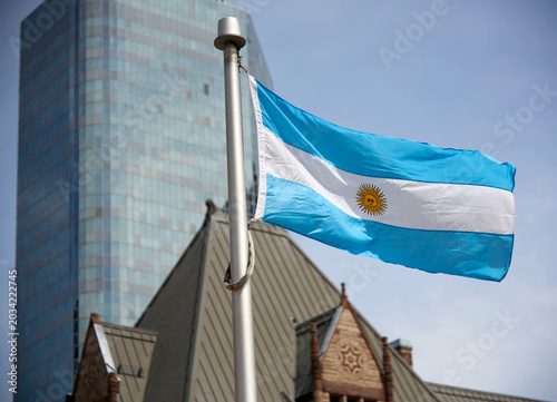 Photography The Argentinian flag on a flag pole at Toronto City Hall’s Nathan Phillips Square