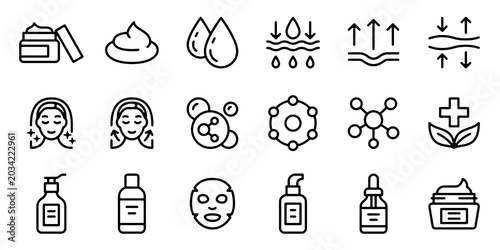 Tableau sur toile Skincare and Cosmetic Beauty Line Icons Set
