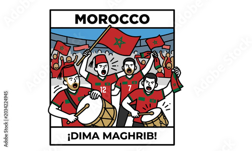 Morocco Football with Flag and  Vector Illustration 