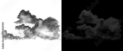 Foto Dramatic storm clouds isolated on white and black backgrounds, realistic dark sm