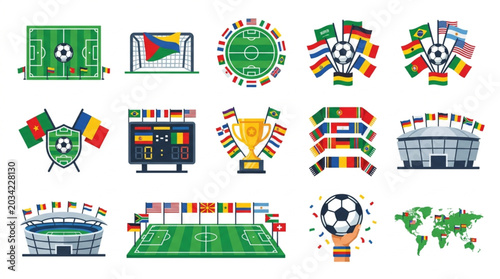 Photos Collection of soccer and football related icons and illustrations