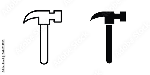 Billede på lærred Hammer tool icon design, design element set.
