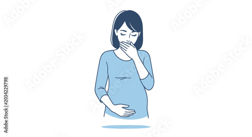 Tablou pe pânză Pregnant Woman Feeling Nauseous, Morning Sickness Symptom Illustration