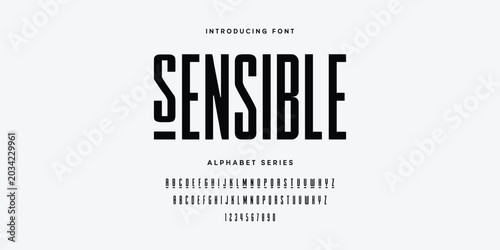 Billede på lærred Sensible Alphabet Series Modern Sans-Serif Font with Uppercase Lowercase and Num