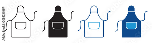 Bild auf Leinwand Apron Icon Set Vector Flat and outline Design Kitchen Cooking Collection