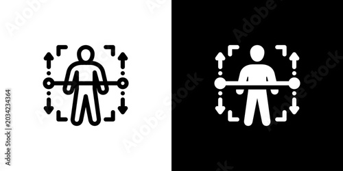 Photography Body Scan Meditation Mindfulness Icon concept with flat Black White Background
