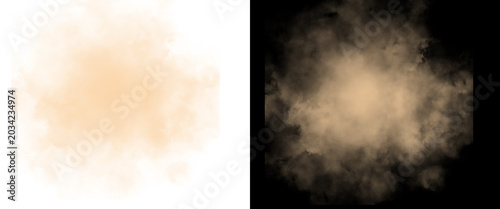 Obraz na płótnie Golden dust cloud explosion on transparent background, realistic sand storm part