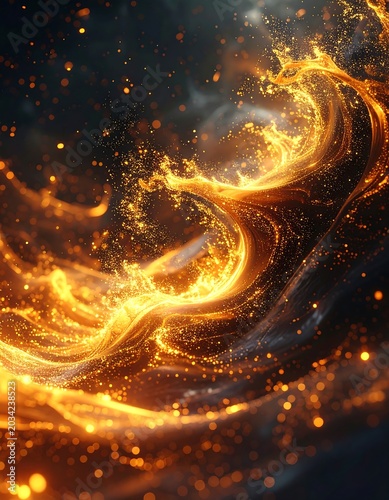 Glowing golden energy swirl in dark expanse