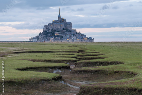 Mont Saint Michelle with low  tide, France

