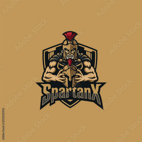 spartan gladiator esports mascot logo strong design