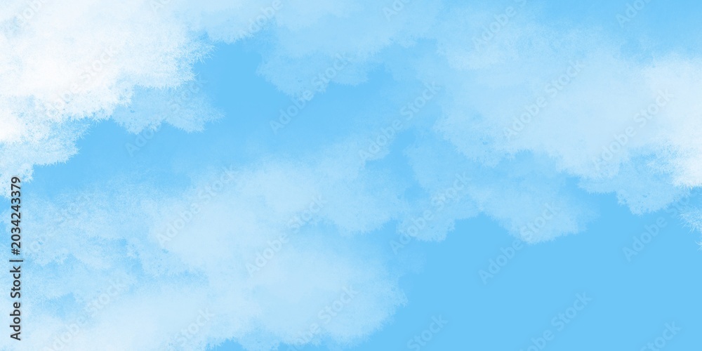 Fototapeta premium Peaceful blue sky illustration with soft white clouds