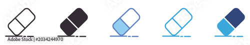 Foto Eraser Icon Set , rubber eraser symbol, correction tool, stationery vector icons