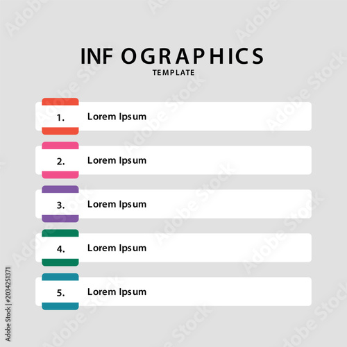 Foto Five step colorful numbered list infographic template for business presentations